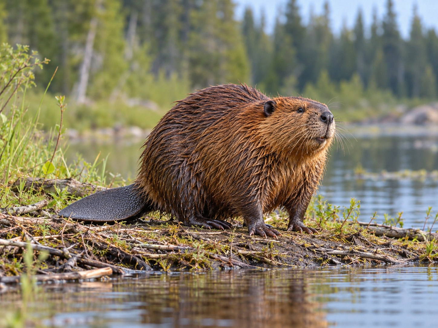 AI-generated animal illustration: Beaver