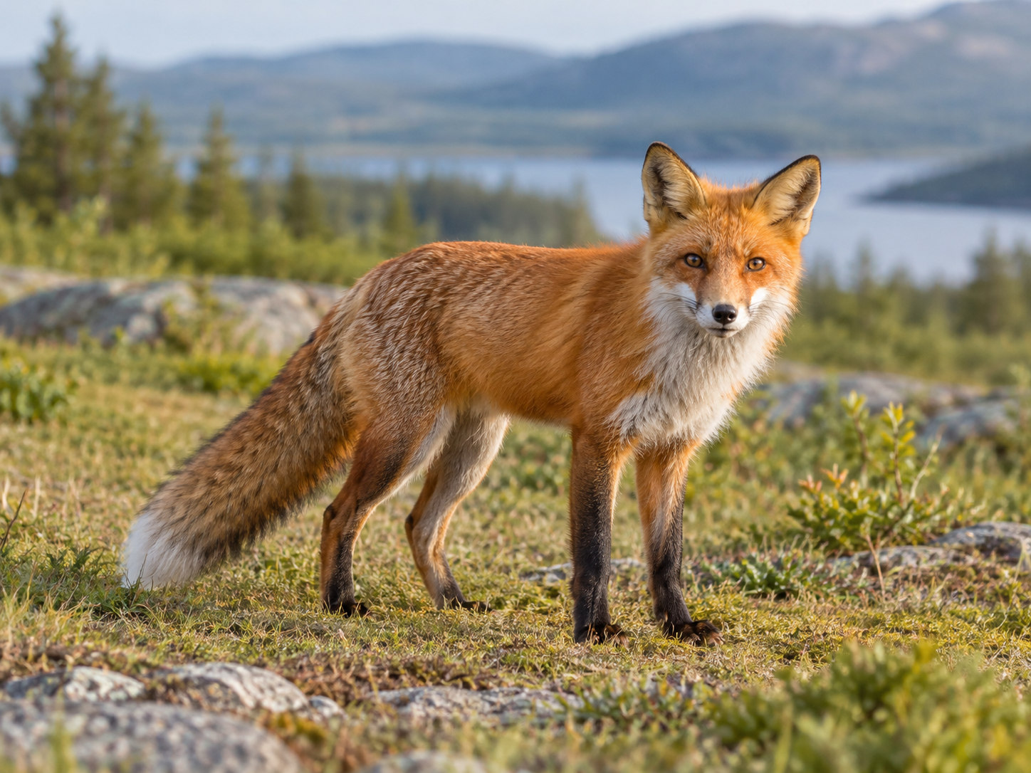 A realistic generated image of a fox, from a Peekawild learning card