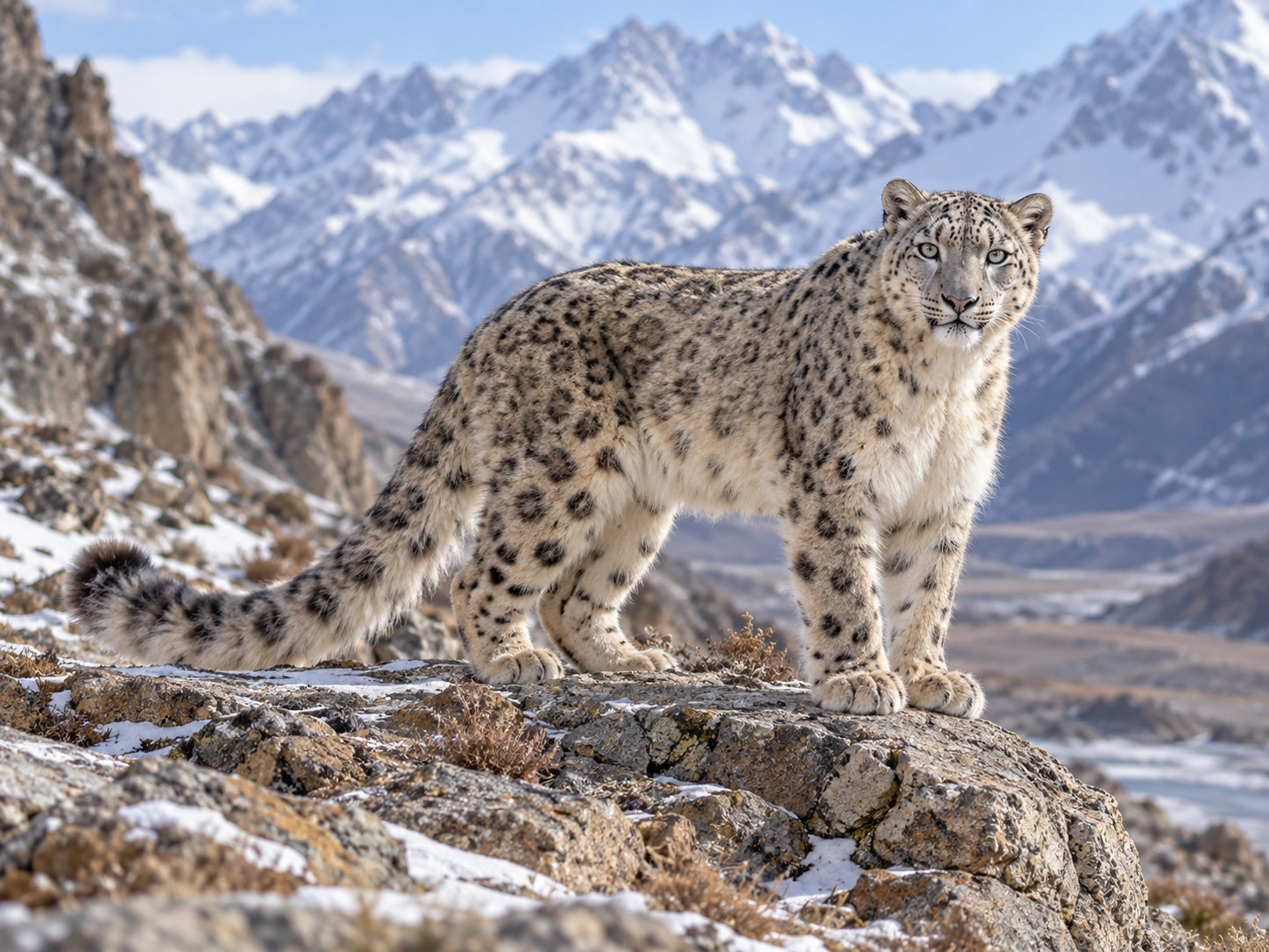 AI-generated animal illustration: Snow leopard